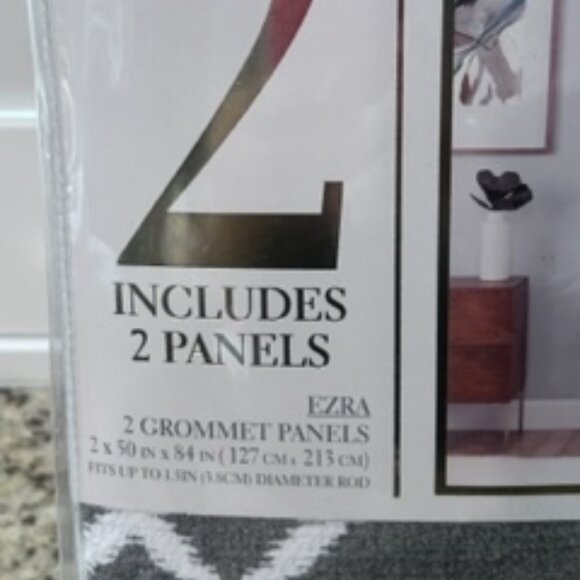 Perfect Pair Ezra Grommet Panels/Curtains 50" W x 84" L Each Panel  Charcoal New - Picture 5 of 5